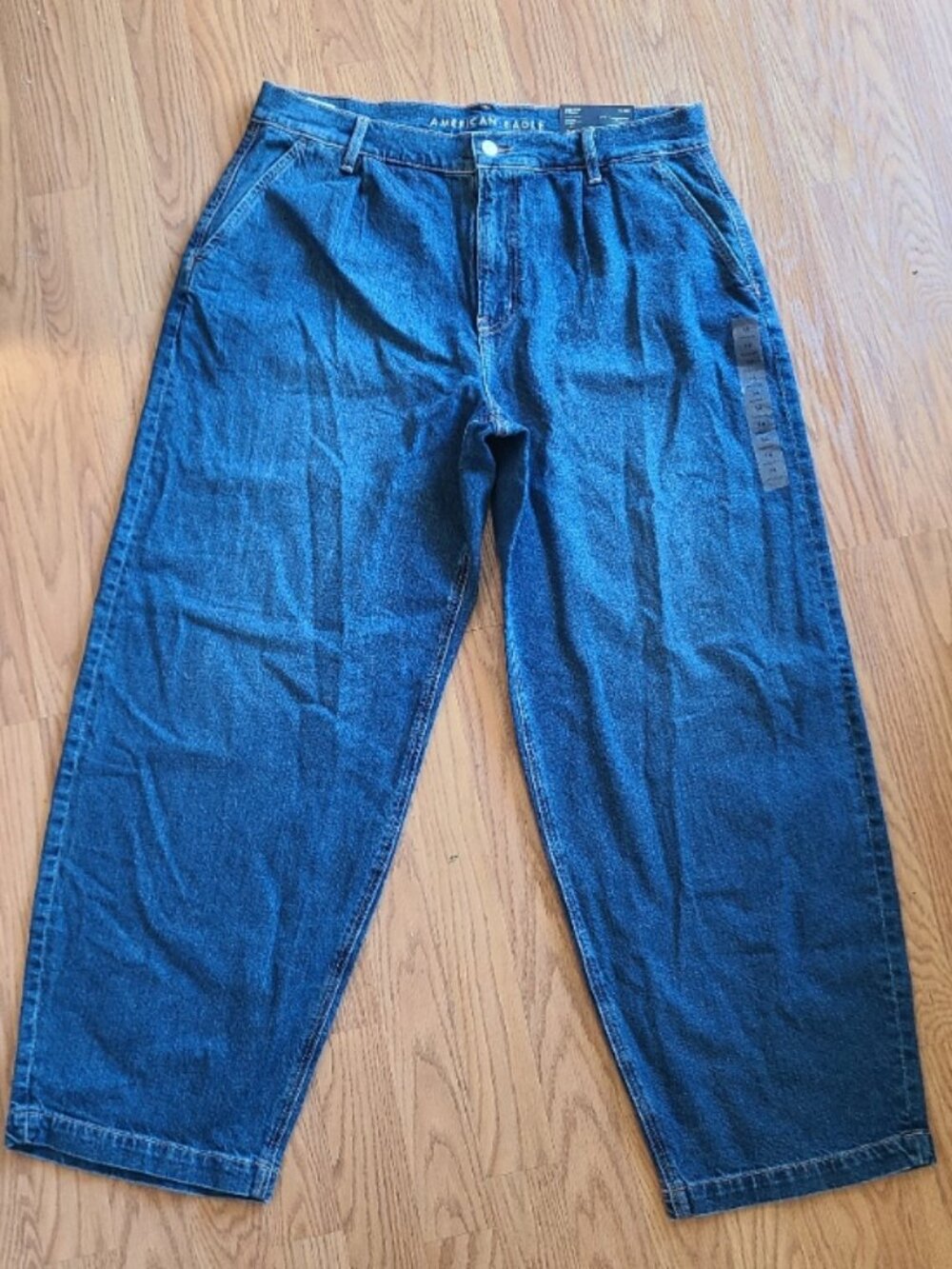 NEW NWT! AMERICAN EAGLE BAGGY BARREL JEANS STRIGID PLEATED TROUSER-FRONT sz 14 - Picture 2 of 6